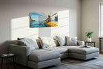 Sunlit Kayak Odyssey sports canvas print in a living room scene