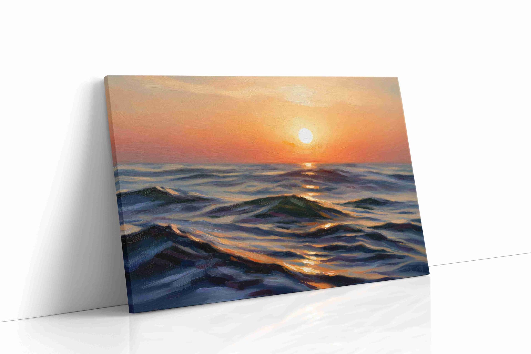 Sunset Symphony on Waves beach canvas print gallery-wrapped landscape canvas studio shot
