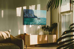 Tranquil Waterscape Serenity beach canvas print in a hung canvas mockup