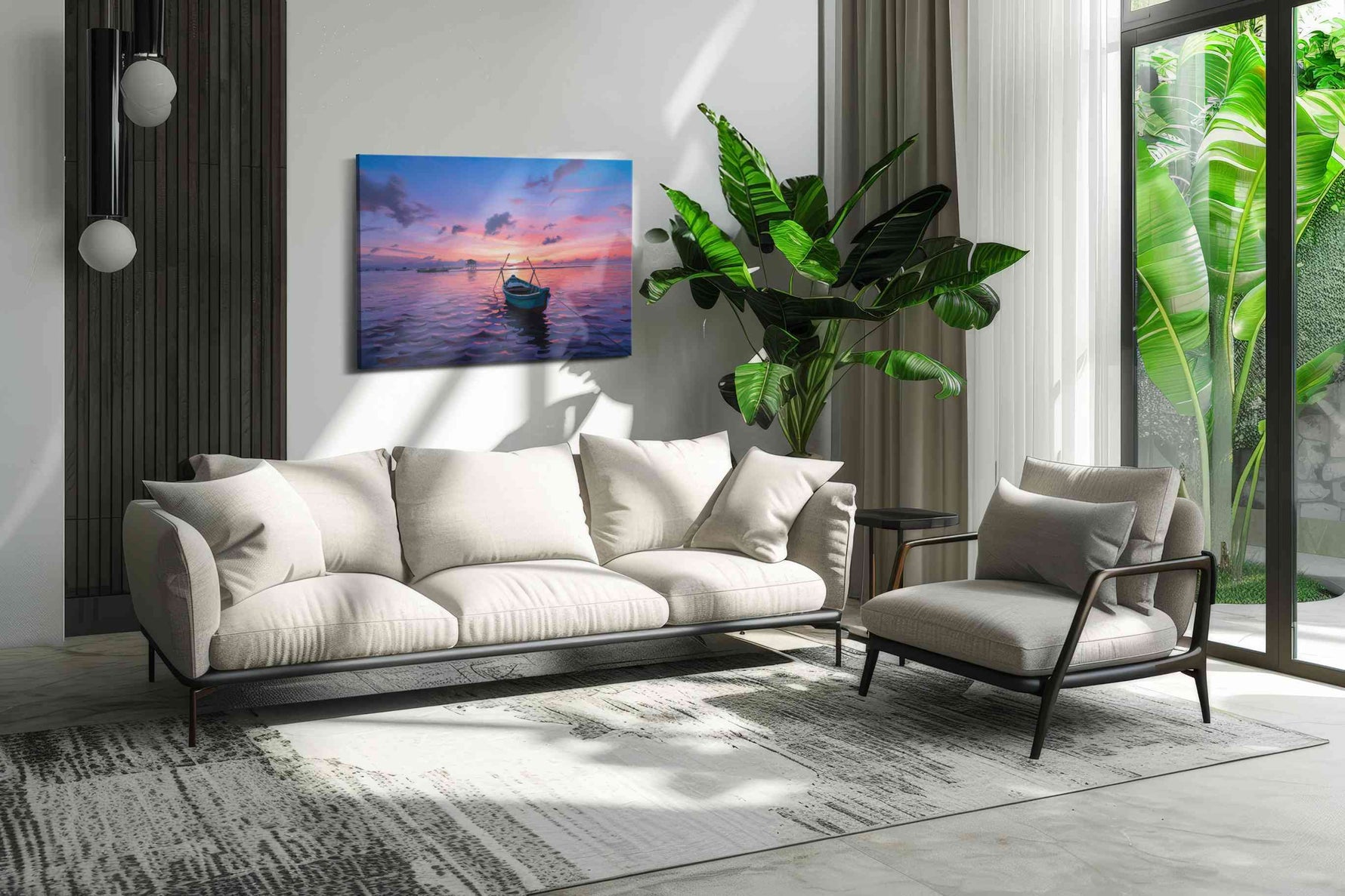Twilight Serenity beach canvas print in a modern interior mockup