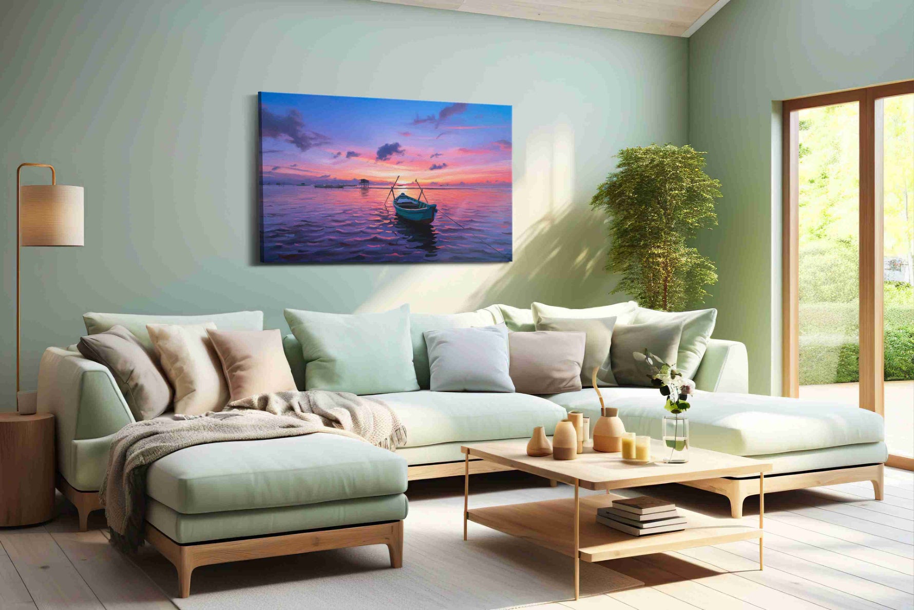 Twilight Serenity beach canvas print, hanging on wall