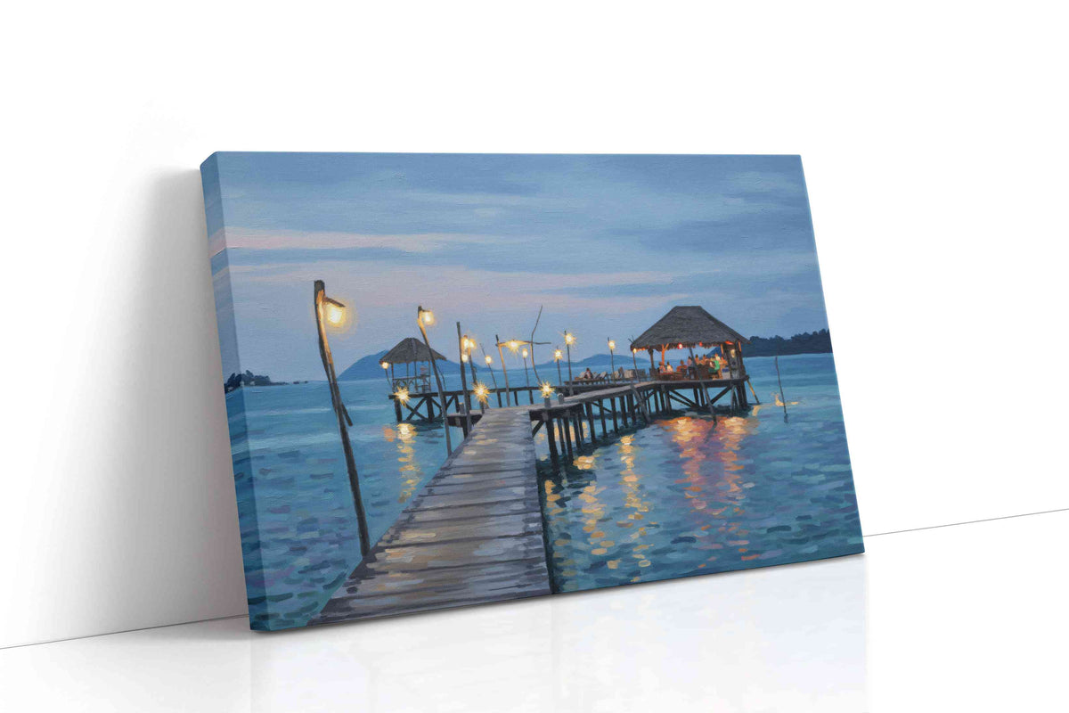 Twilight Serenity on the Pier beach canvas print, gallery-wrapped, ready to hang
