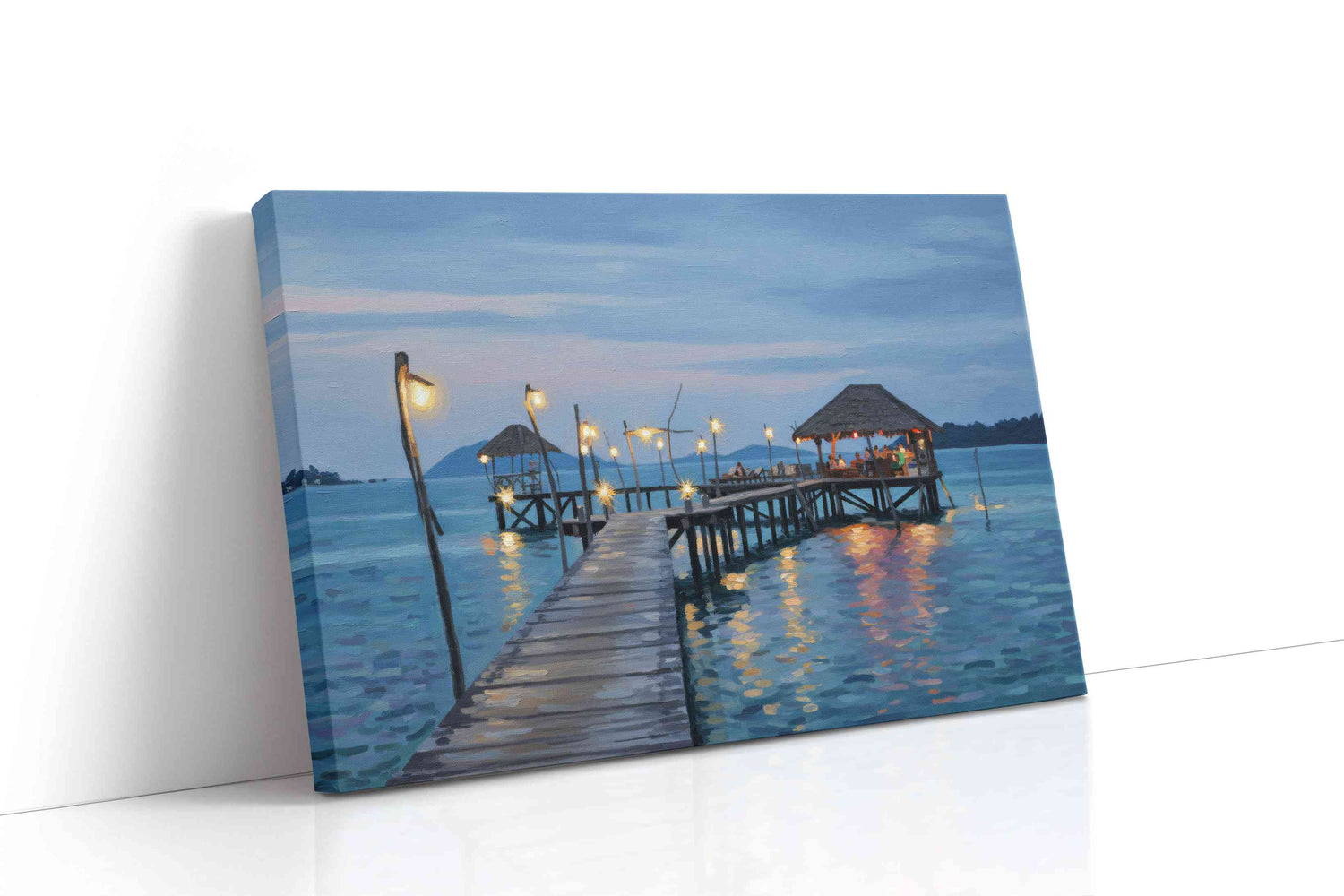 Twilight Serenity on the Pier beach canvas print, gallery-wrapped, ready to hang