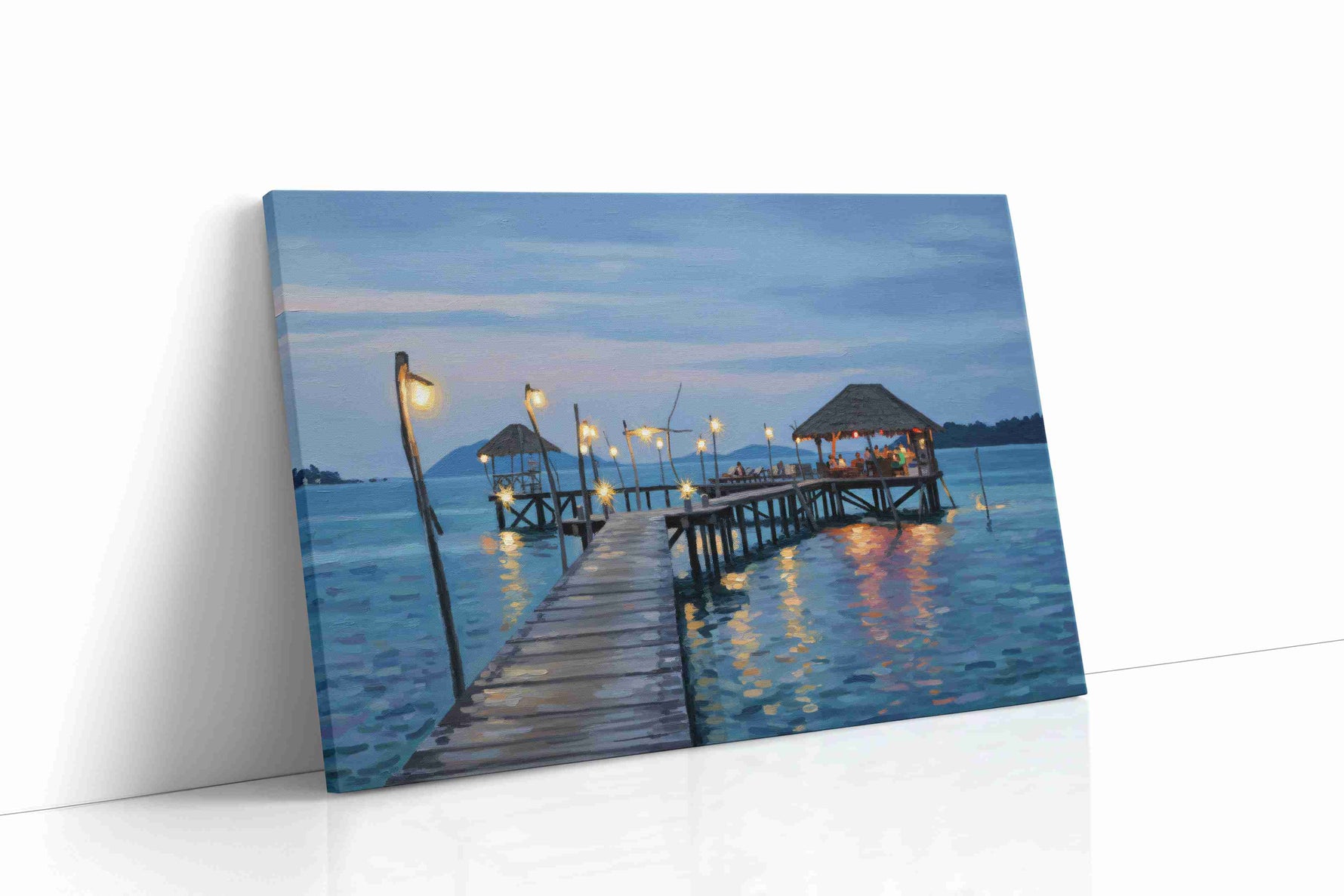 Twilight Serenity on the Pier beach canvas print gallery-wrapped landscape canvas studio shot