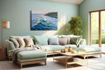 Whispering Tides of Tranquility ocean canvas print shown in a wall scene