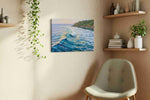 Whispering Waves of Dawn ocean canvas print, displayed in a living room
