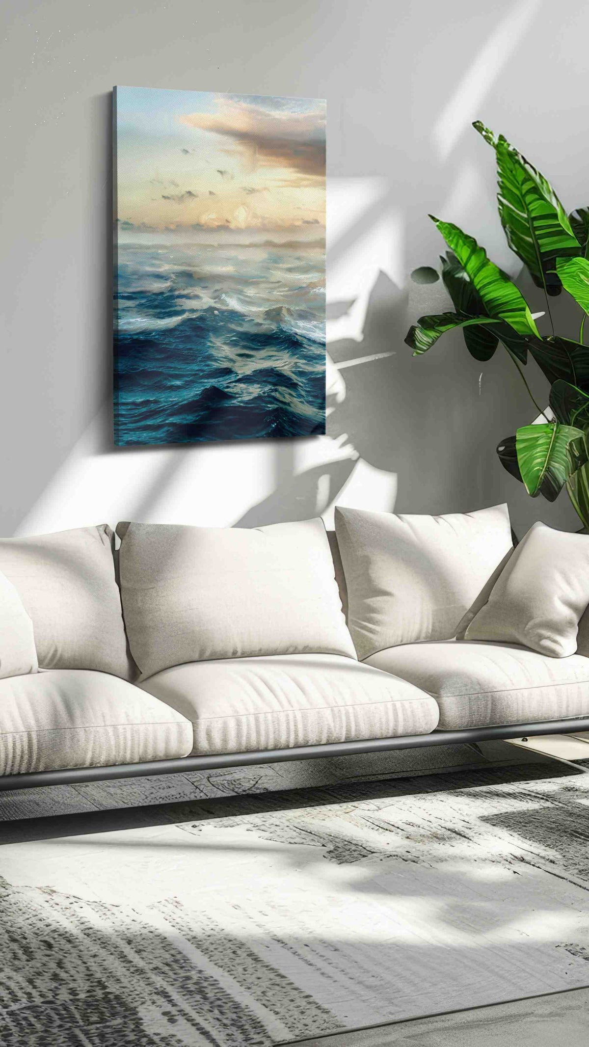 Whispers of the Ocean Dawn ocean canvas print, on wall, lifestyle preview