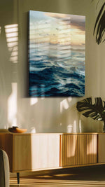 Whispers of the Ocean Dawn ocean canvas print in a hung canvas mockup