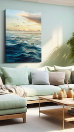 Whispers of the Ocean Dawn ocean canvas print, hanging on wall