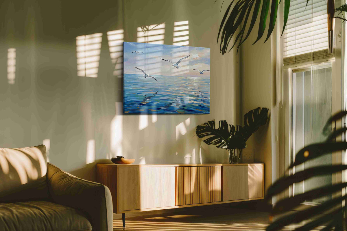 Whispers of the Sea Breeze ocean canvas print, hanging on wall