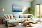 Whispers of the Sea Breeze ocean canvas print shown in a wall scene