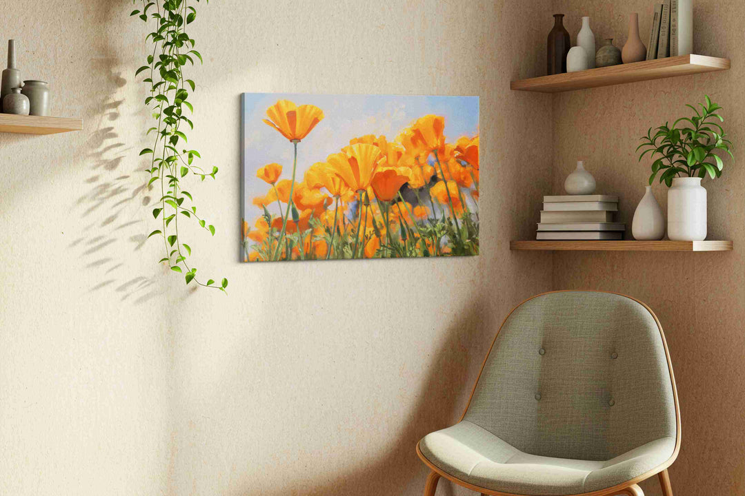 Golden Field Symphony – poppies canvas wall art, gallery-wrapped, ready to hang