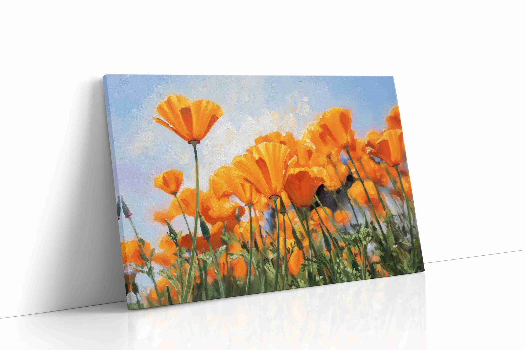 Golden Field Symphony poppies canvas print gallery-wrapped landscape canvas studio shot
