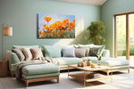 Golden Field Symphony poppies canvas print, hanging on wall