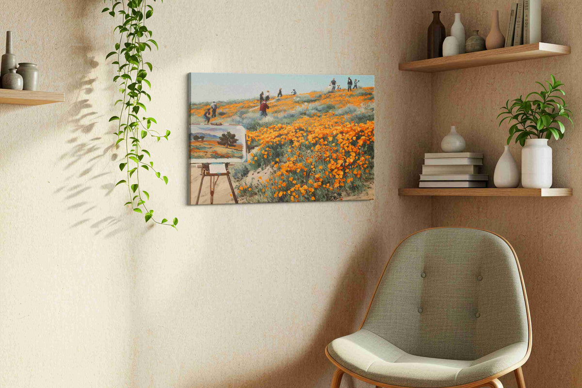 Poppies in Motion poppies canvas print in a living room scene