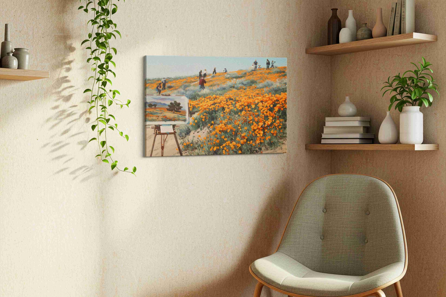 Poppies in Motion poppies canvas print in a living room scene