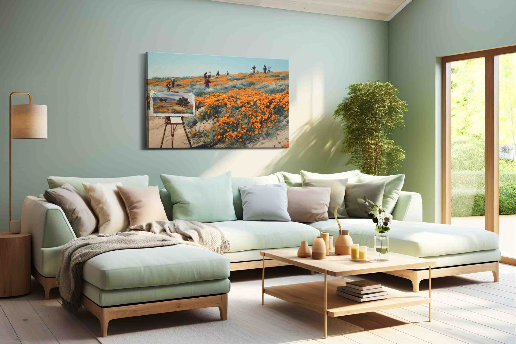 Poppies in Motion poppies canvas print, hanging on wall