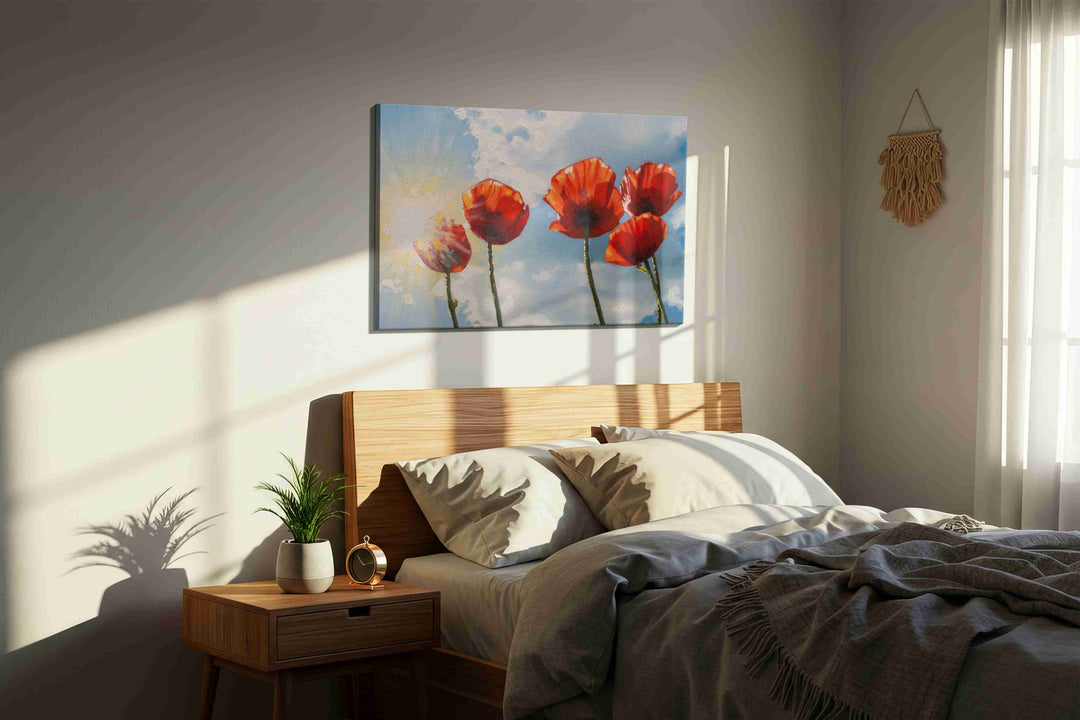Poppies in Radiant Sky – poppies canvas wall art, gallery-wrapped, ready to hang