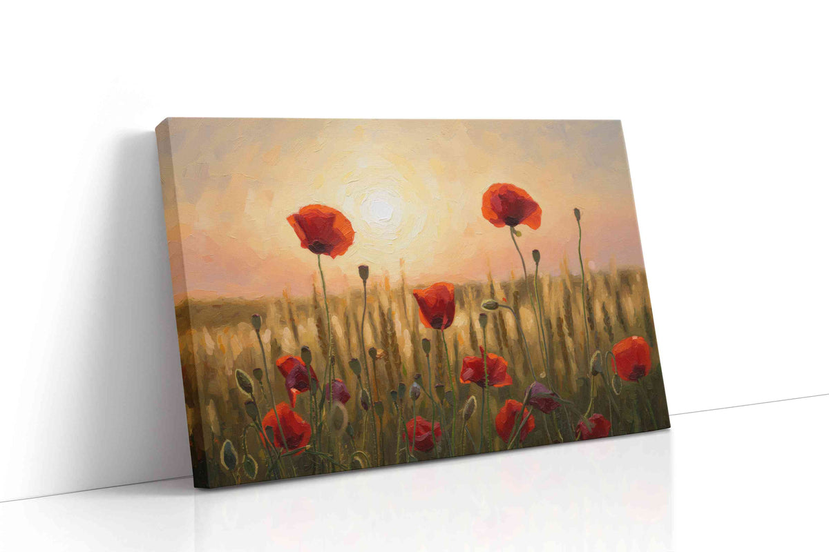Sunlit Poppies Symphony poppies canvas print gallery-wrapped landscape canvas studio shot