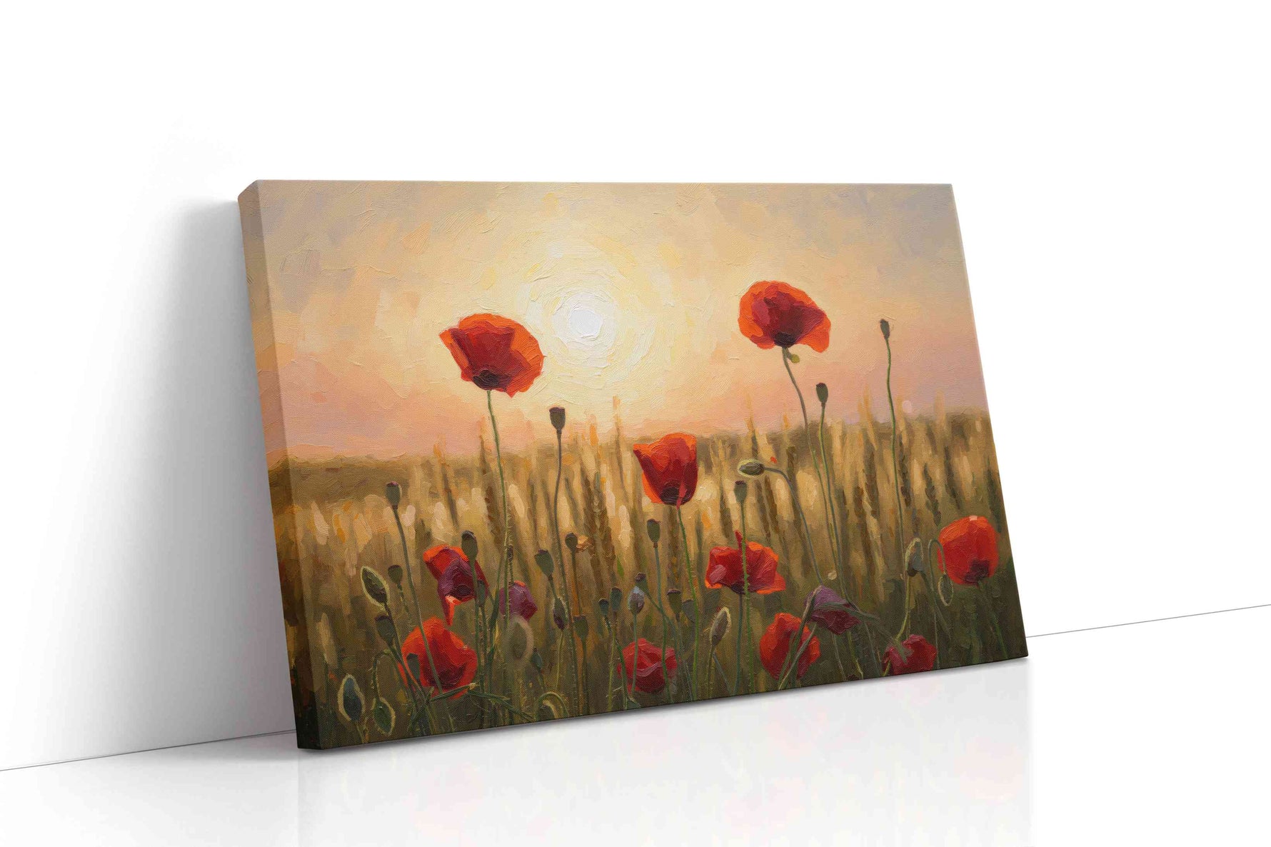Sunlit Poppies Symphony poppies canvas print gallery-wrapped landscape canvas studio shot