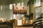 Sunlit Poppies Symphony poppies canvas print in a hung canvas mockup
