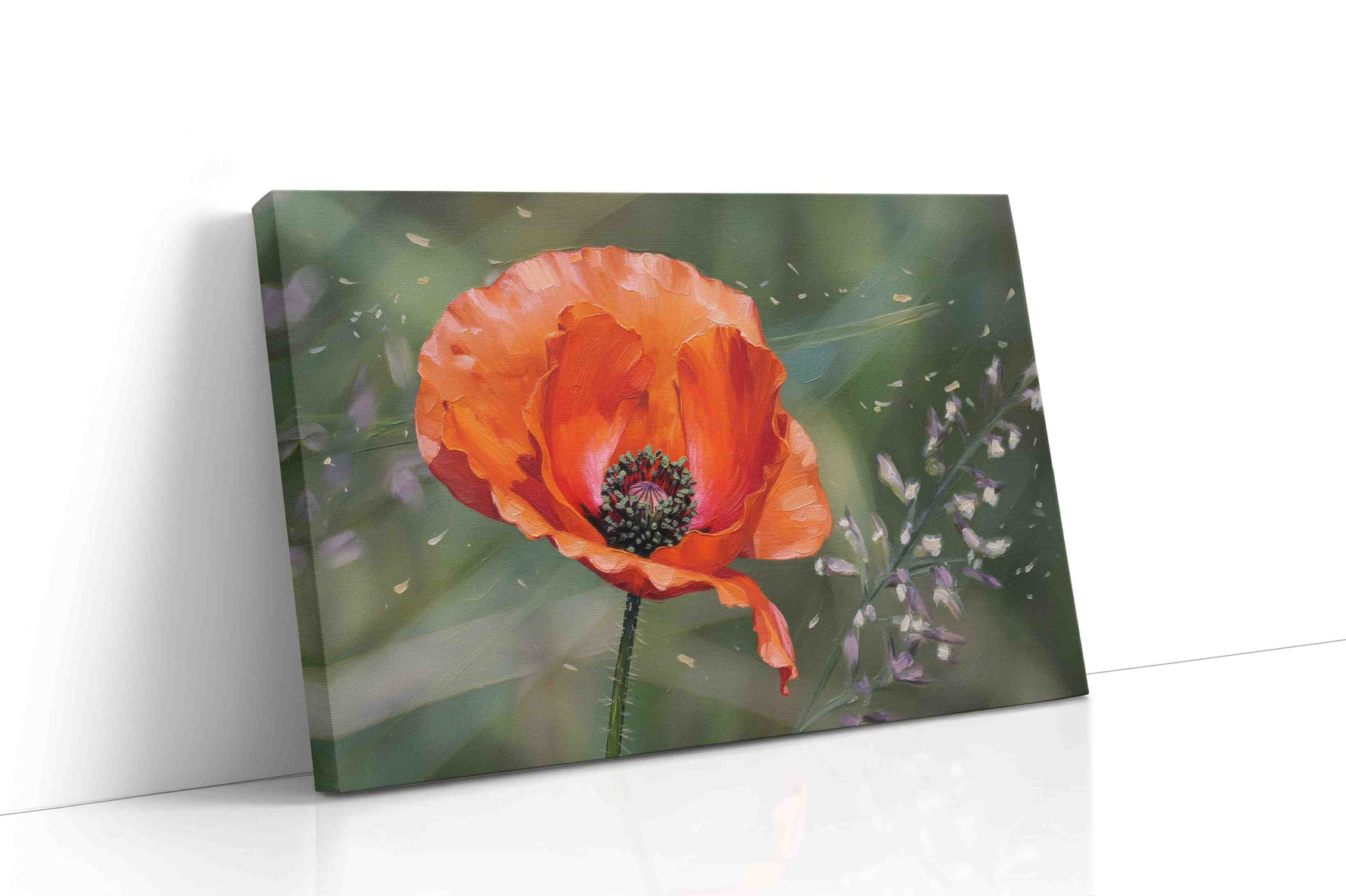 Whisper of the Scarlet Bloom II poppies canvas print gallery-wrapped landscape canvas studio shot