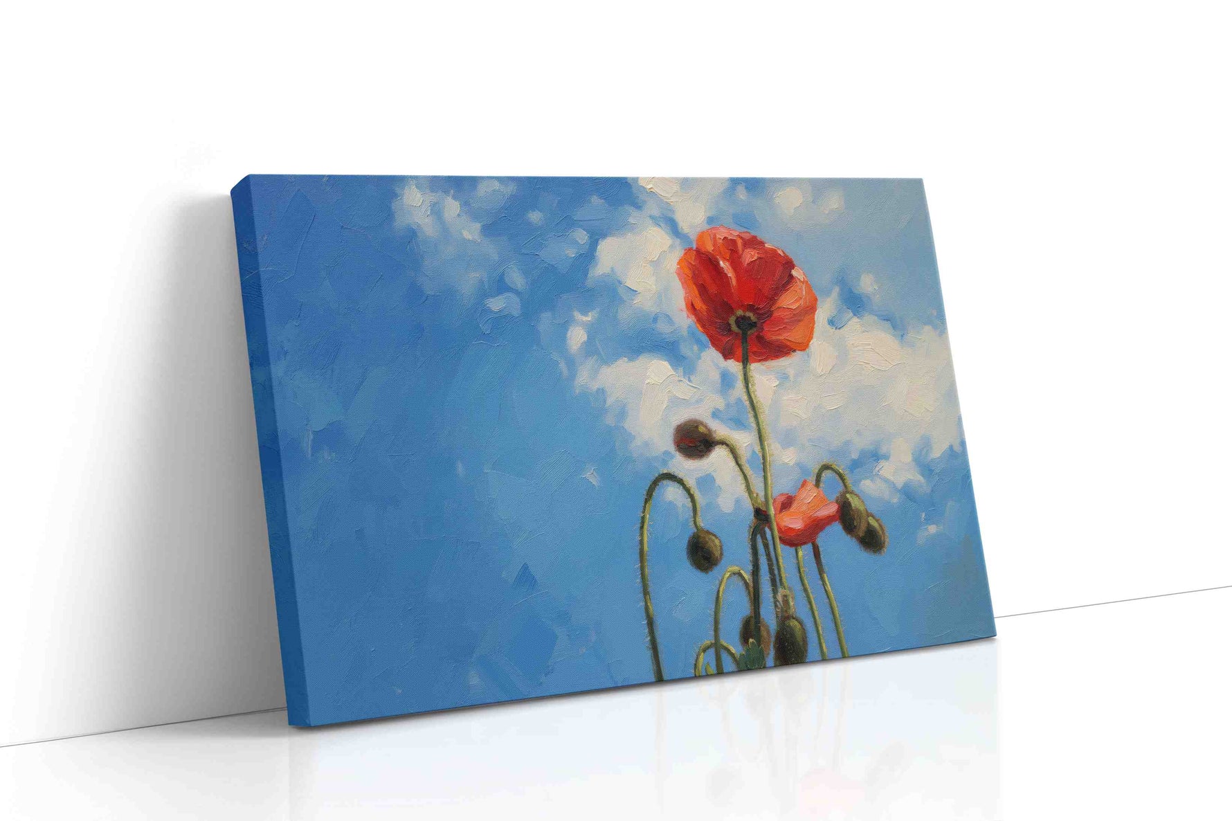 Whispers of Crimson Sky poppies canvas print gallery-wrapped landscape canvas studio shot