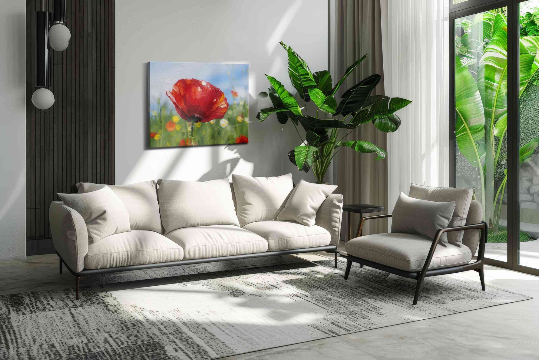 Whispers of Scarlet Blooms poppies canvas print, on wall, lifestyle preview