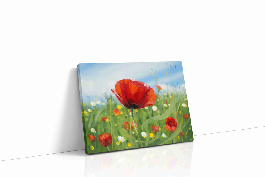 Whispers of Scarlet Breezes poppies canvas print gallery-wrapped landscape canvas studio shot