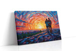 Embrace at Sunset Swirl romance canvas print, gallery-wrapped, ready to hang