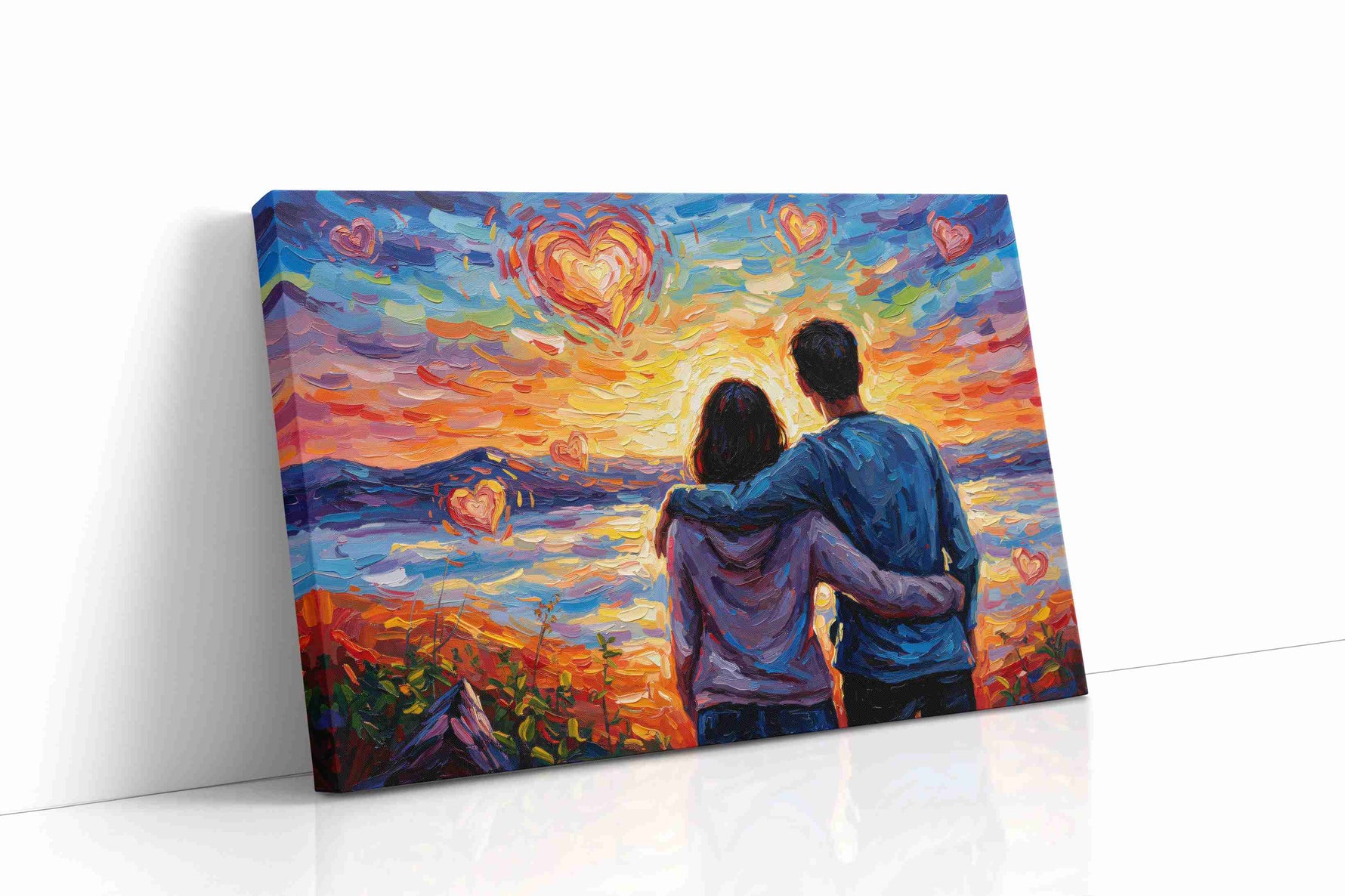 Embrace of the Heartful Horizon romance canvas print, gallery-wrapped, ready to hang