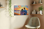 Embrace of the Heartful Horizon romance canvas print, hanging on wall — view 2