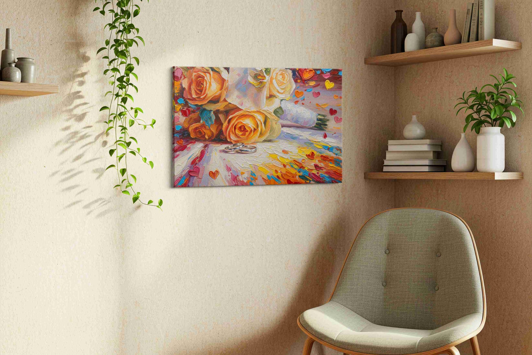Eternal Blossoms of Love romance canvas print styled in a living room