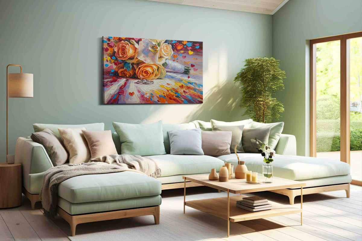 Eternal Blossoms of Love romance canvas print, hanging on wall