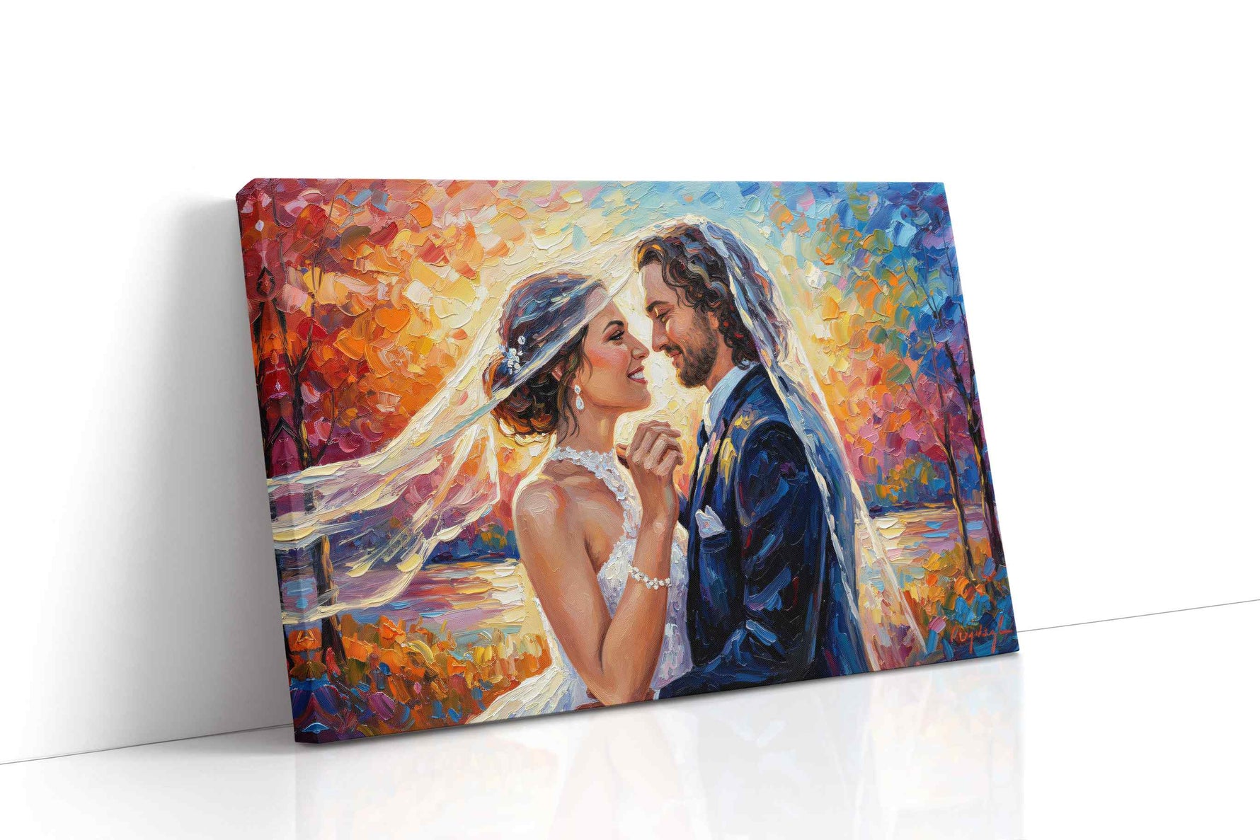Eternal Embrace in Autumn Light romance canvas print, gallery-wrapped, ready to hang