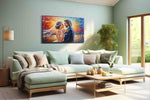 Eternal Embrace in Autumn Light romance canvas print shown in a wall scene