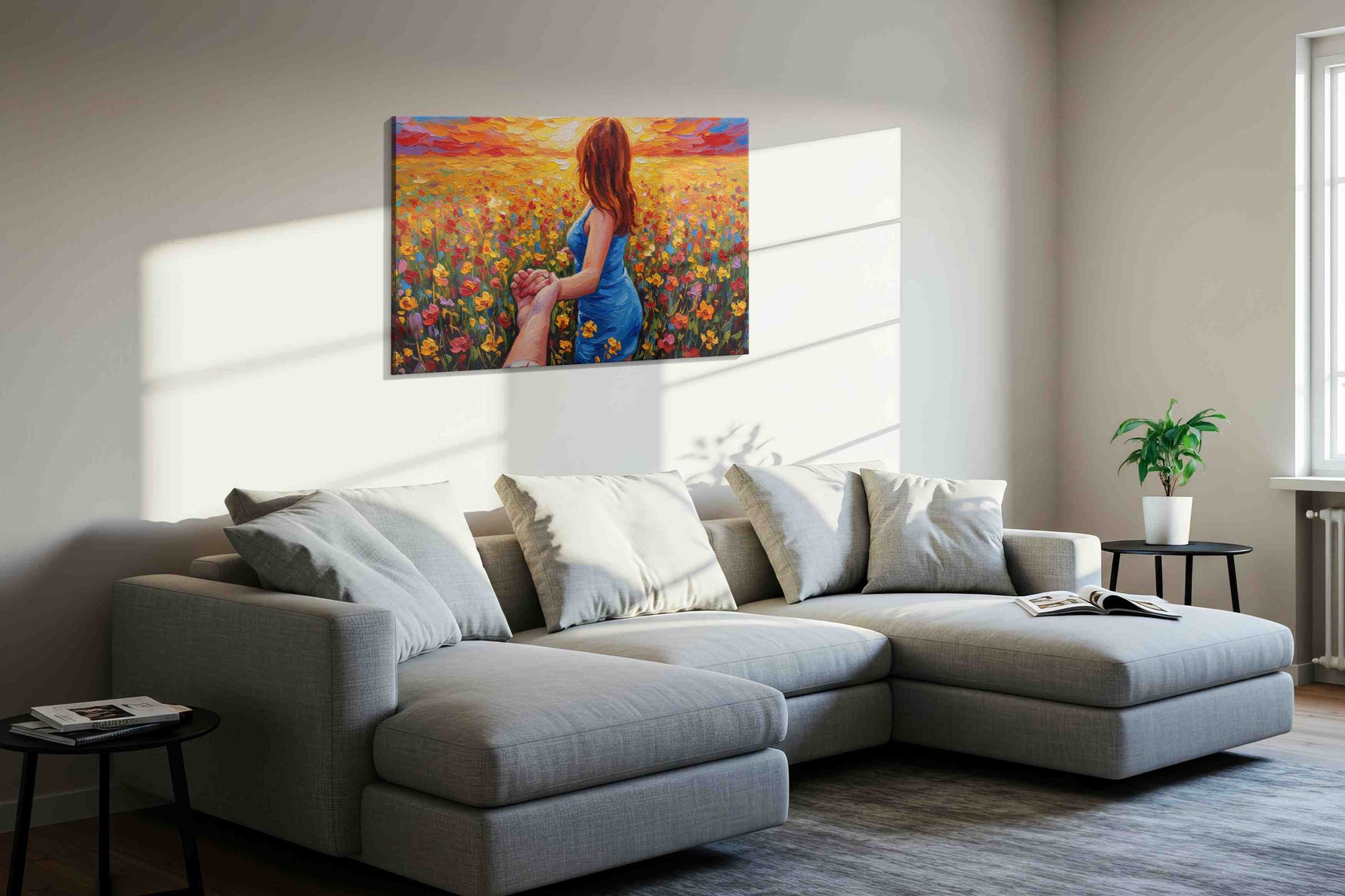Eternal Sunrise Journey romance canvas print in a living room scene