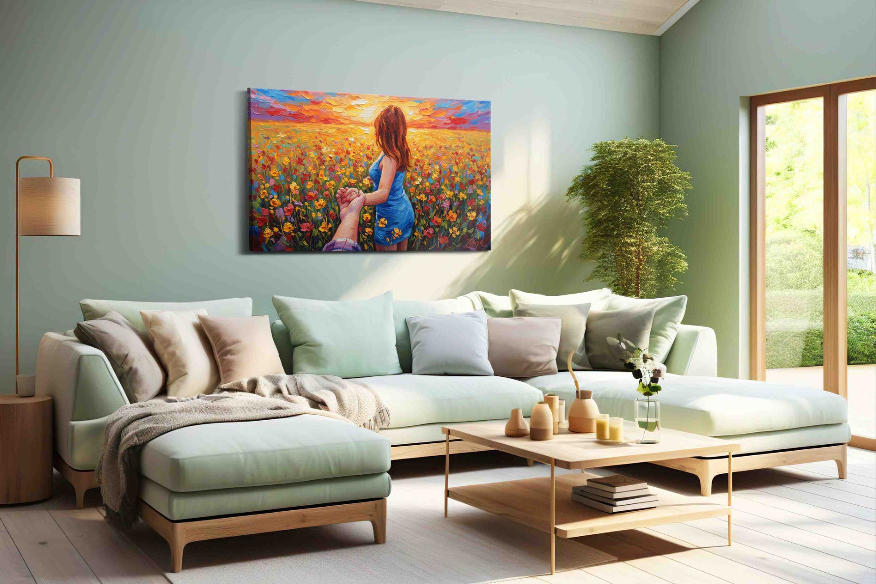 Eternal Sunrise Journey romance canvas print, hanging on wall