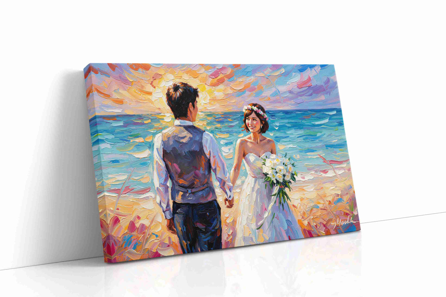 Eternal Sunrise Vows romance canvas print, gallery-wrapped, ready to hang