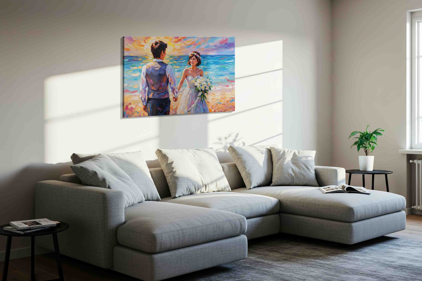 Eternal Sunrise Vows romance canvas print in a living room scene