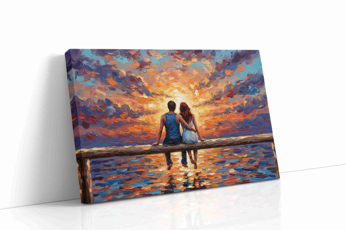 Eternal Sunset Embrace romance canvas print gallery-wrapped landscape canvas studio shot