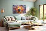 Eternal Sunset Embrace romance canvas print, hanging on wall
