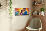 Eternal Sunset Embrace II romance canvas print, displayed in a living room