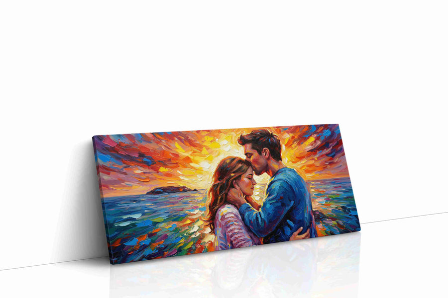 Eternal Sunset Embrace II romance canvas print, gallery-wrapped, ready to hang