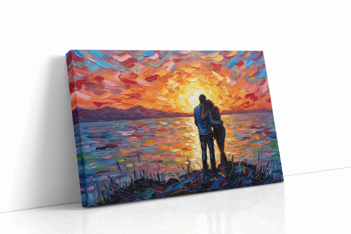 Eternal Sunset Embrace III romance canvas print gallery-wrapped landscape canvas studio shot