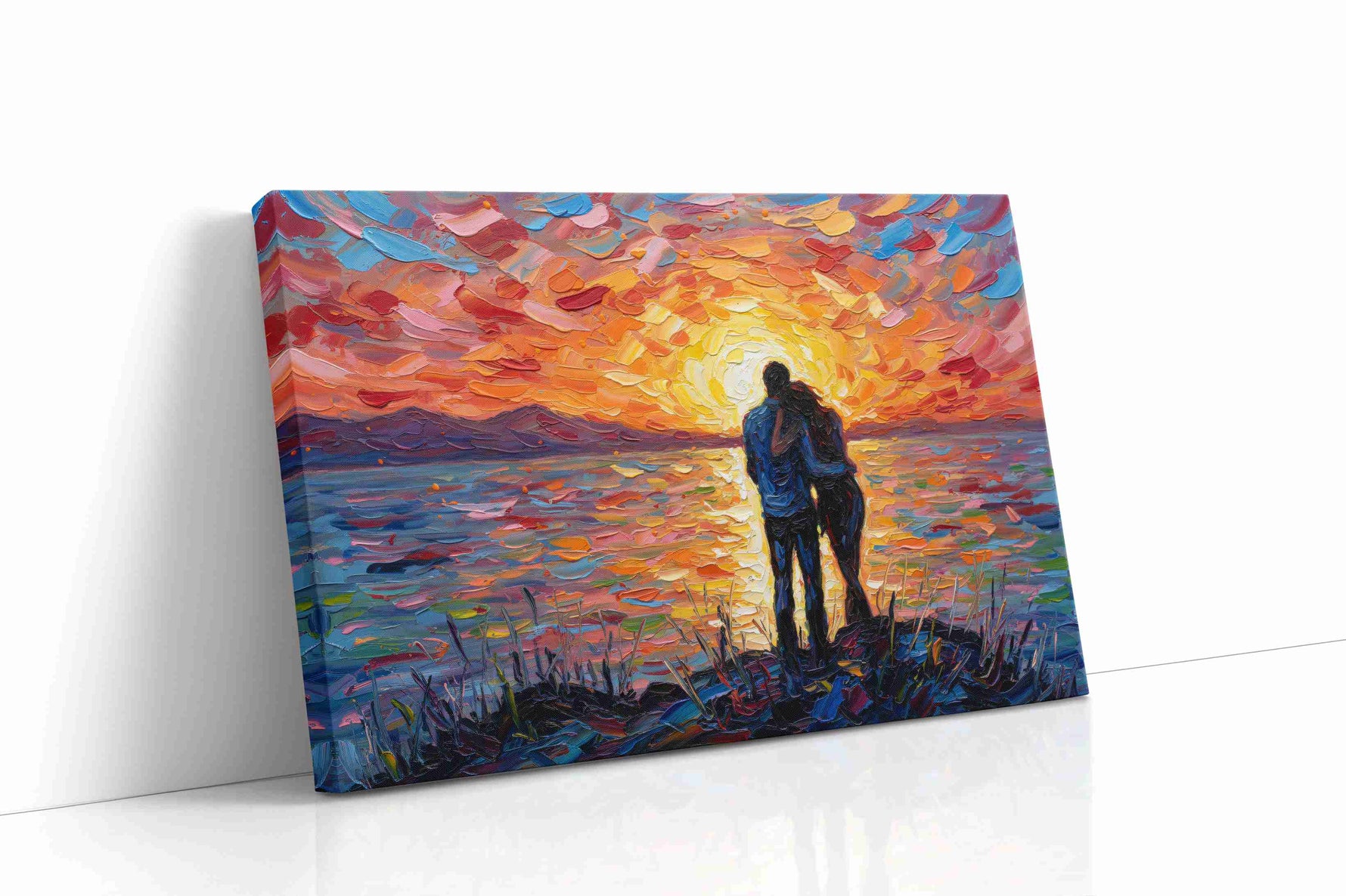 Eternal Sunset Embrace III romance canvas print gallery-wrapped landscape canvas studio shot