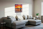 Eternal Sunset Serenade romance canvas print, displayed in a living room