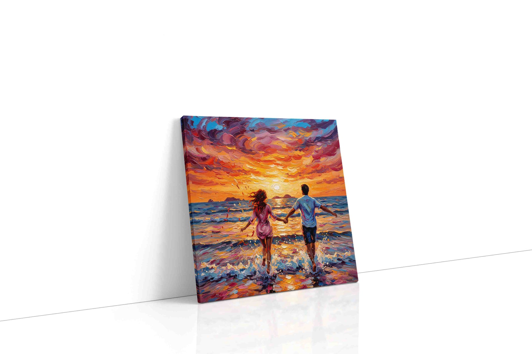 Eternal Sunset Serenade romance canvas print gallery-wrapped square canvas studio shot