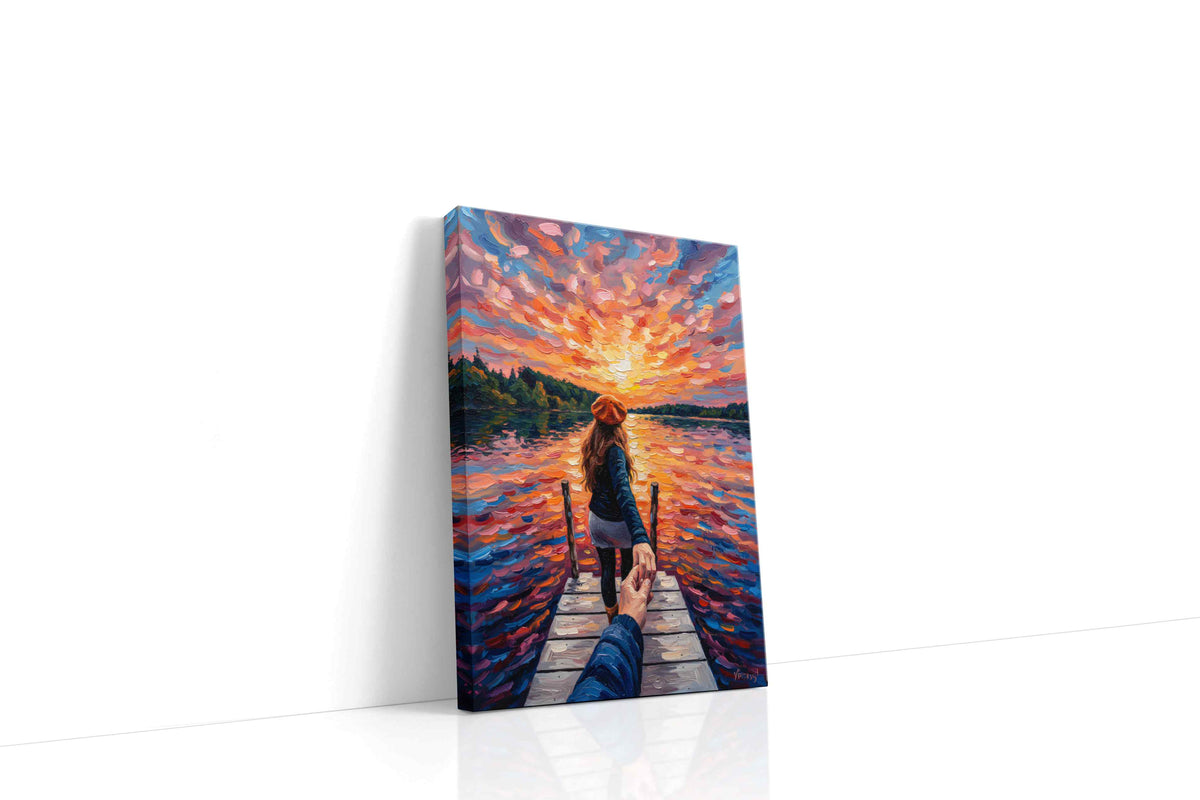 Eternal Sunset Voyage romance canvas print gallery-wrapped portrait canvas studio shot
