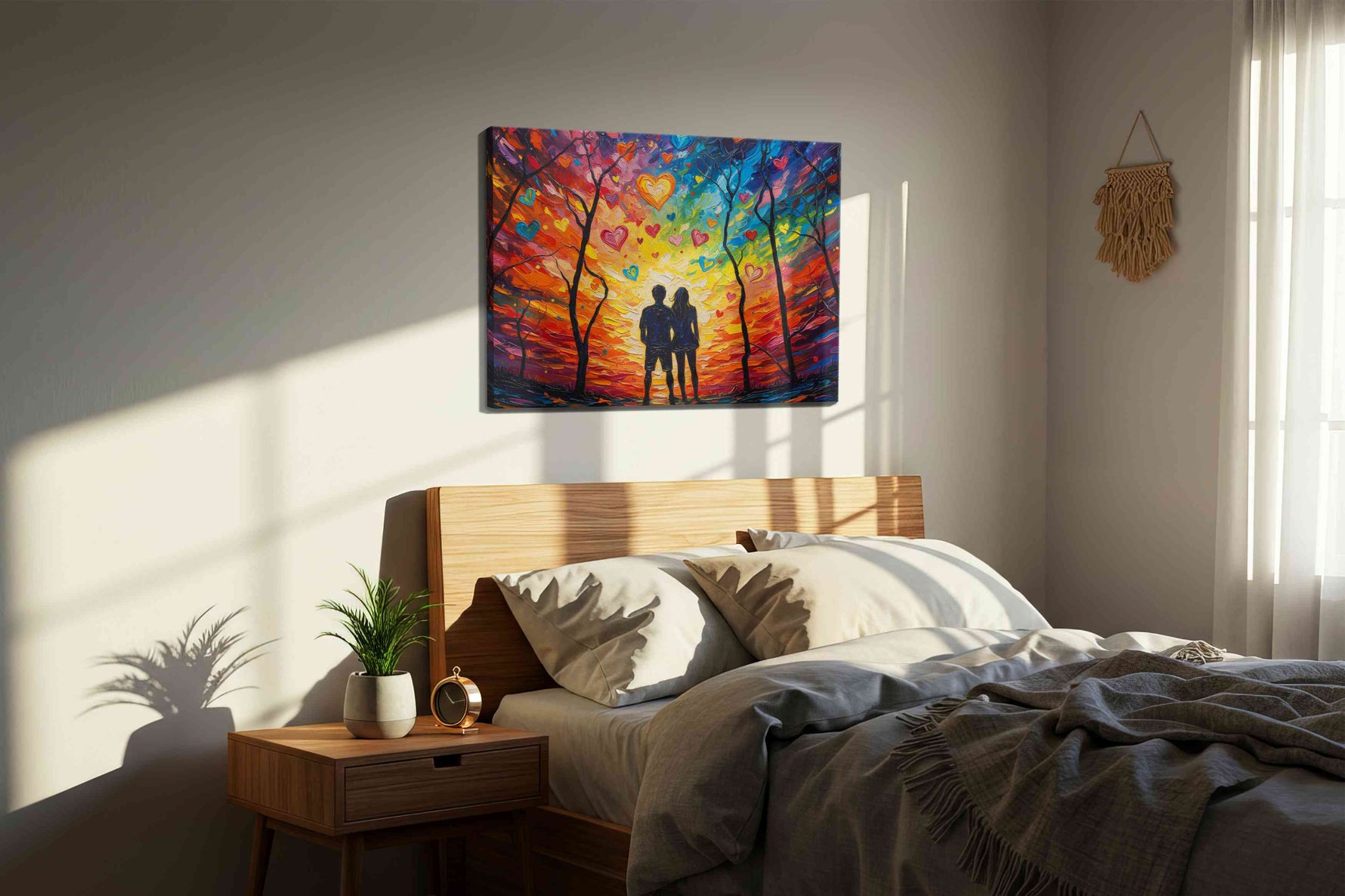 Eternal Twilight of Love romance canvas print, displayed in a bedroom